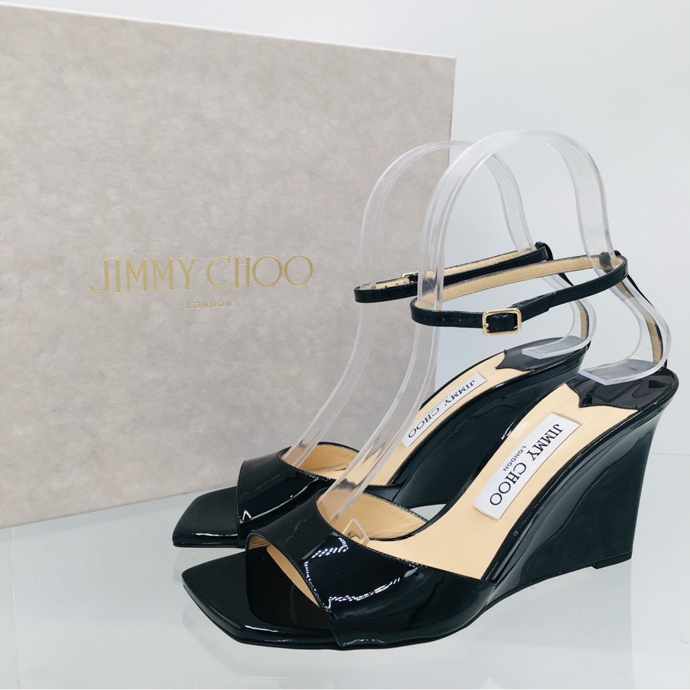 Jimmy Choo Black Patent Leather Wedge Heels